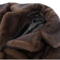 Women's Dark Brown Faux Fur Warm Long Coat Single Breasted Oversized Thickened Overcoat Winter Fluffy Plush Female Outerwear