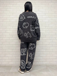 Japanese Style Winter Thick Cartoon Pajamas Home Wear Knitted Sweater like Room Wear Pijama