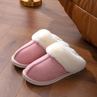 2023 Winter Warm Flat Fur Slippers Women Faux Suede Fluffy Furry Home Slides Woman Comfort Non Slip Indoor Floor Cotton Shoes