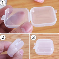 Mini Plastic Jewelry Storage Box Square Transparent Flip Portable Pill Container Jewelry Holder Packaging Earrings Display Case