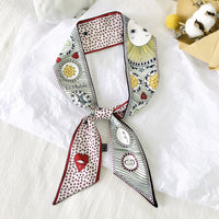 2023 French Versatile Tarot Goddess Sun Ladies 100% Twill Silk Scarf Decoration Long Strip Tie Binding Bag Ribbon