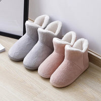 2024 Winter Warm Shoes Woman Men Indoor Slippers Soft Plus Couples Home Floor Snow Boots Anti-slip Female House Footwear