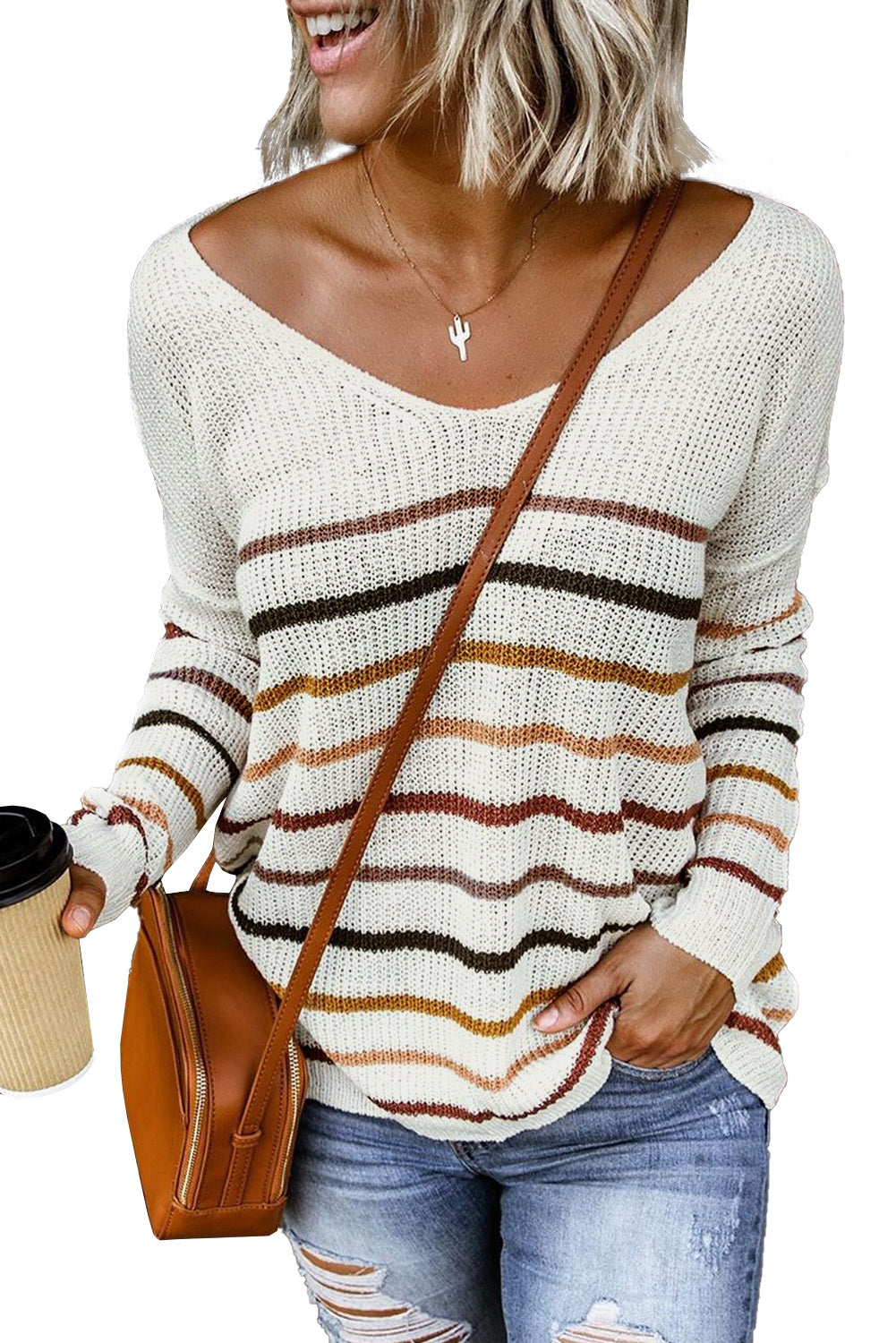 Multicolor Striped Knit Sweater