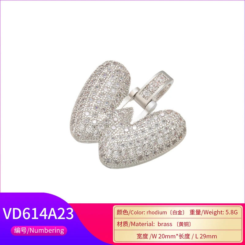 ZHUKOU 20x29mm delicate 26 silver color letter pendant for women handmade DIY necklace earrings jewelry accessories mode: VD614