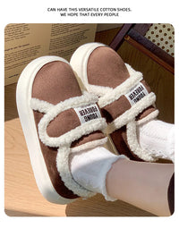 Warm Cotton Slippers Women Men Winter Platform Shoes Soft Plush Thick Sole Couples Indoor Home Floor Footwear With Heels