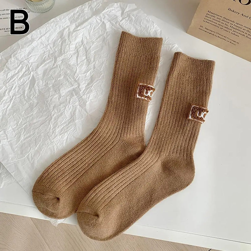 Winter Cozy Thickened Pile Socks Mid Calf Length Casual Cotton Soft Warm Comfortable Footwear Seasonal Hosiery