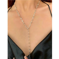 Fashion Colorful Crystal Chain Necklace for Women Simple Silver Color Long Y-shaped Clavicle Chain Necklace Party Jewelry Gifts