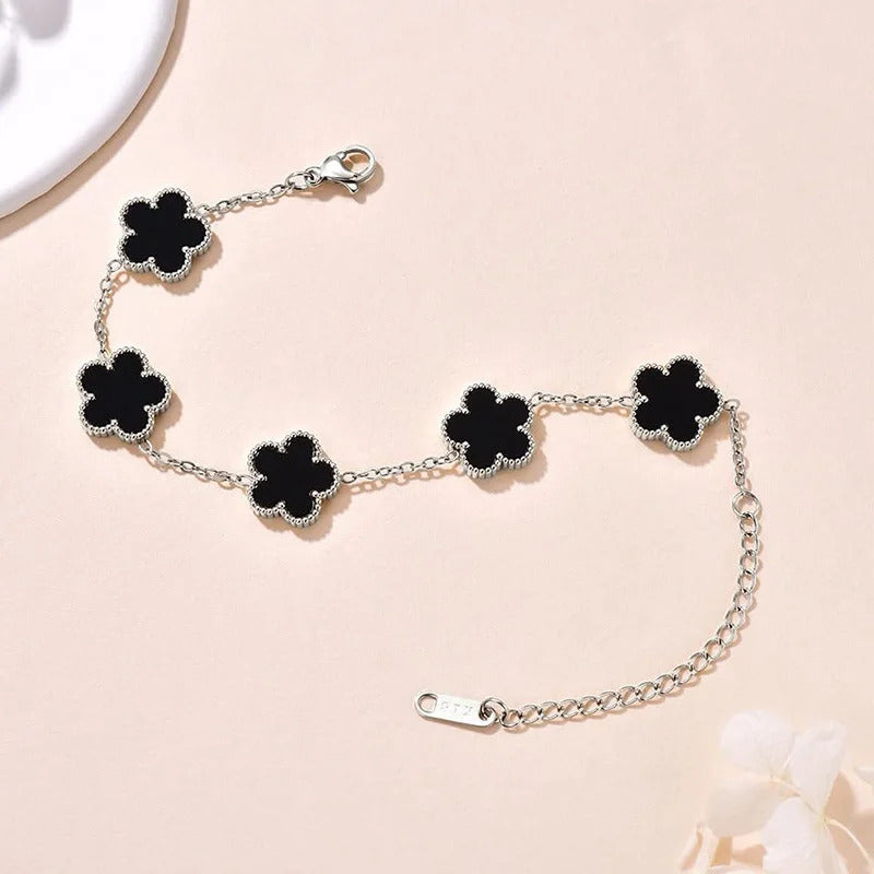 Lucky Clover Women's Hand Bracelets Double Sided Flowers Jewellery Gifts Stainless Steel Bracelet Gold Plated Bracelets Man