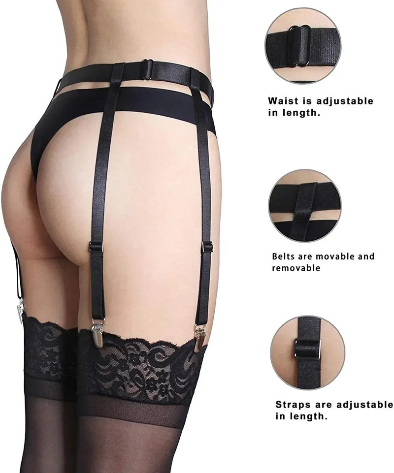 Thigh High Stockings Garter Belt for Women Girls Adjustable Elastic Leg Sock Suspenders Belt Lingerie Garter Lady Stocking Belt