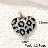 BenS Leopard Pattern Heart Pendant Enamel Dripping oil charms for DIY handmade Necklace Jewelry accessories wholesale P17