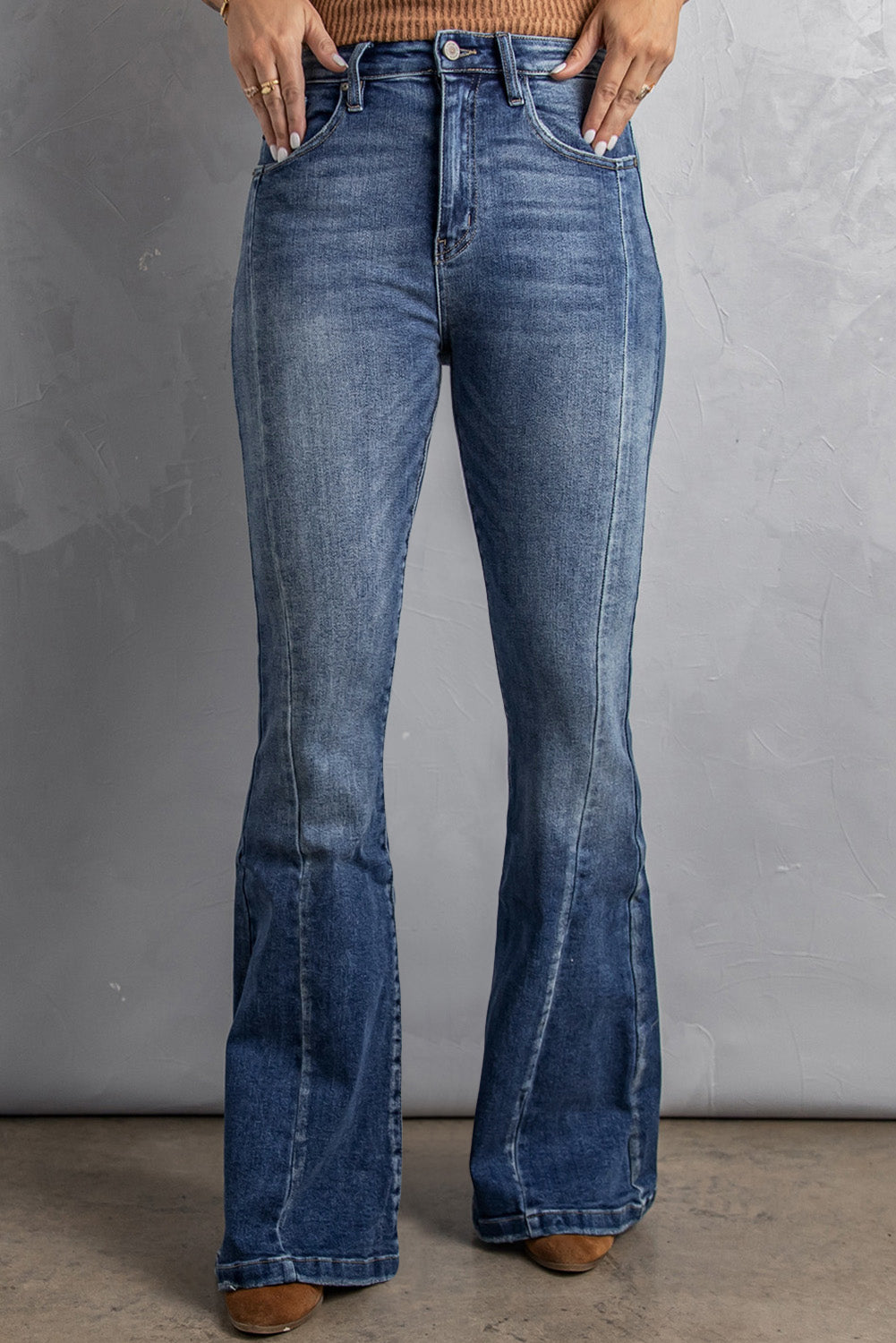 Blank Apparel - High Waist Flare Jeans with Pockets