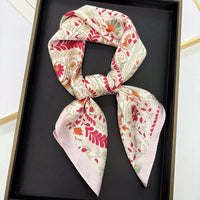 2024 New Silk Square Hair Scarf Foulard Pashmina Shawls Wraps Neck Scarves Women Floral Bandana Headbands Floral Bufandas Female