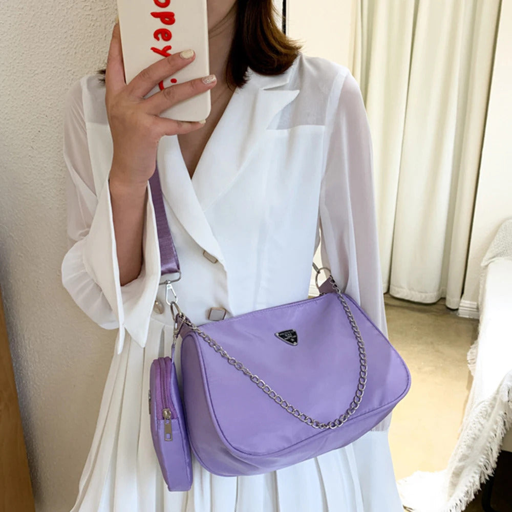 Nylon Crossbody Bag For Women Fashion Portable Casual Underarm Bag Students Cross Body Bag-mw