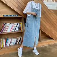 Spring Summer Denim Overall Dress Women Sleeveless Jeans Dresses Fashion Female Solid Slip Casual Loose Spaghetti Strap Dresses