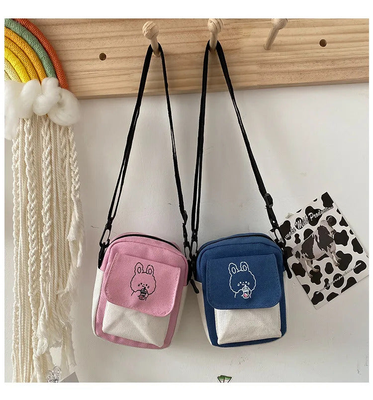 Cute Canvas One Shoulder Womens Bag Little Rabbit Korean Version Fashion Crossbody Bag Female Student Cotton Womens Handbag