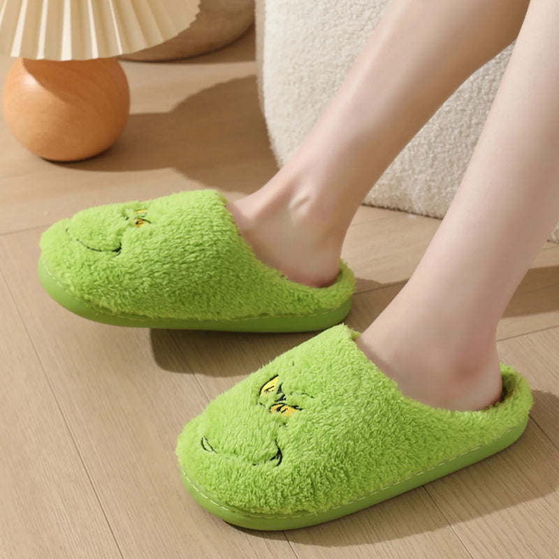 Christmas Warm Winter Cotton Slippers Couple Men And Women Thick Bottom Soft Bottom Shoes Thick Non-Slip Christmas Decorations