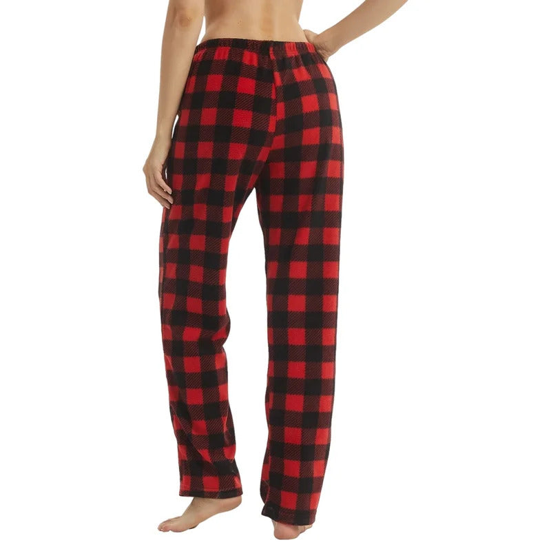 Pajama Pants for Women Fuzzy Pack Long Fleece Buffalo Plaid Pj Bottoms Soft Drawstring Lounge Sleepwear