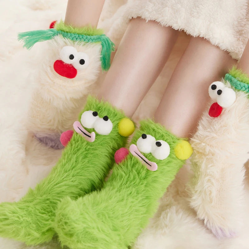 Women's Winter Socks Funny Thickened Warm Medium Tube Sock Men Warm Kawaii Cartoon Home Floor Sokken Girls Fluffy Stockings