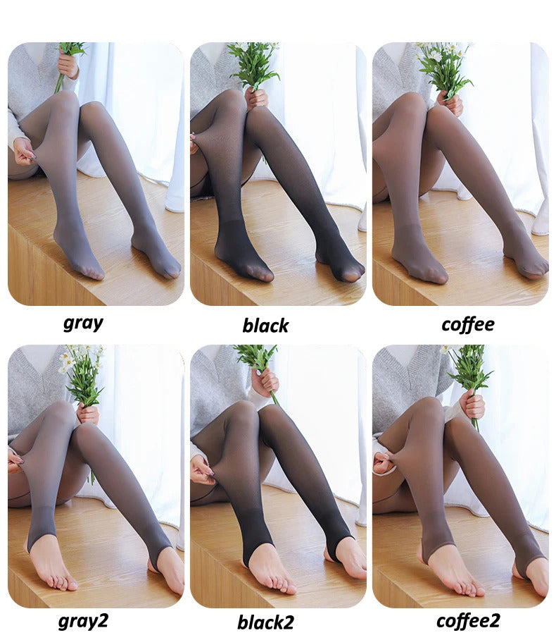 Thermal Stockings Woman Fleece Tights Sexy Winter Warm Pantyhose Translucent Slim Thicken Tights Elastic Velvet Pantyhose Female