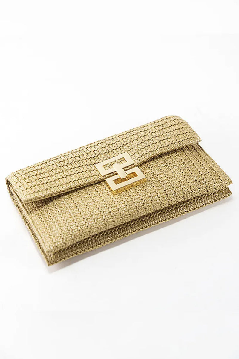 Multicolour Woven Metal Clasp Flap Handbag