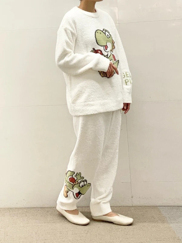 Japanese Style Winter Thick Cartoon Pajamas Home Wear Knitted Sweater like Room Wear Pijama