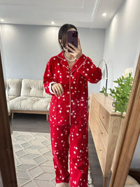 100% Cotton Pajamas for Women Loose Cartoon Long Sleeve Pants Loungewear Women 2 Piece Set Pj Women Outfit Sleepwear Set Pijamas