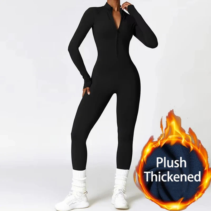 Zipper Sports Jumpsuits Women's Tracksuit One-Piece Fitness Suits Gym Clothing Female Sexy Long Sleeve Workout Overalls