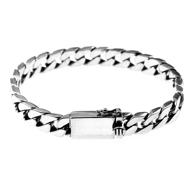 100% S925 Sterling Silver Bracelet 8MM Punk S925 Silver Jewelry Never Fade Carry certificate Men Women Jewelry Gifts