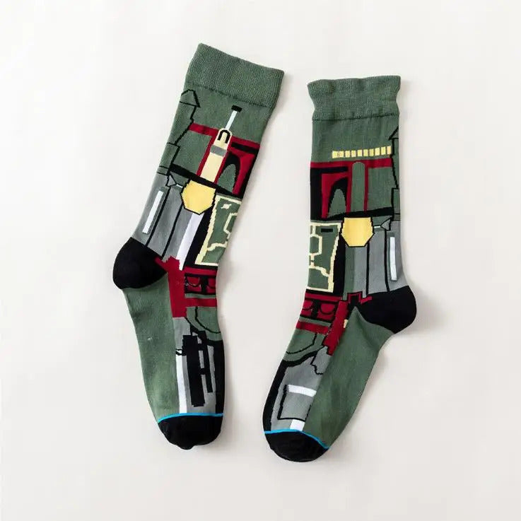 1 Pair Anime Men socks Master Yoda R2-D2 Cosplay Socks Wookiee Jedi Knight Novelty Men's Women's Socks Spring Autumn Winter