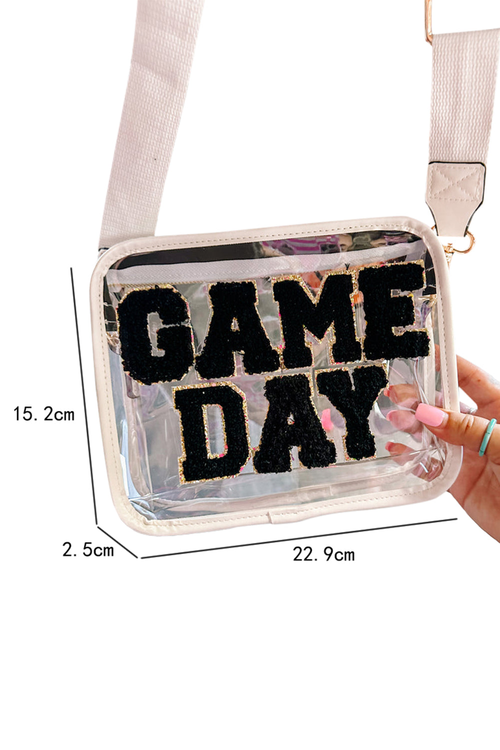 Black GAME DAY Pattern Clear Shoulder Bag