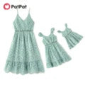 PatPat 100% Cotton Family Matching Outfits White Hollow-Out Floral Embroidered Ruffle Sleeveless Dress for Mom and Me Dresses