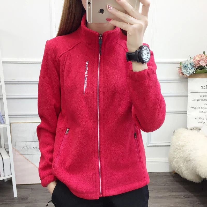 Plus Size Autumn Winter Polar Fleece Warm Coat Women Sweatshirt Outdoor Sports Casual Zipper Cardigan Jacket Top Slim Teenagers