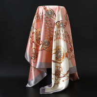 90*90cm Silk Scarf Women Print Hair Neck Square Office Ladies Shawl Bandanna Muslim Hijab Handkerchief Muffler Foulard female