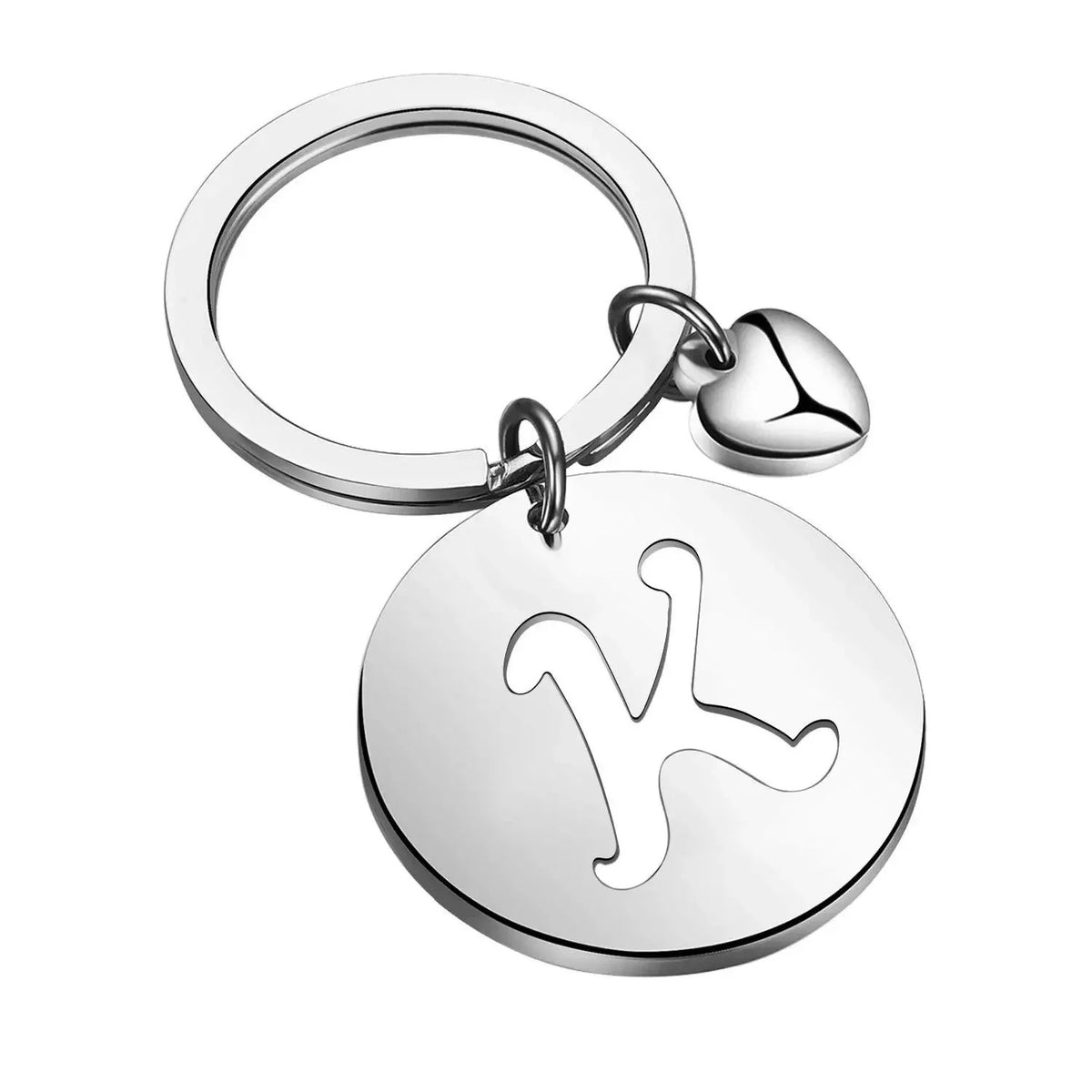 Popular A-Z  Round Brand Stainless Steel Keychain 26 Letter Keyring  Pendant Key Ring Buckle Chains for Car Motorcyle Gift