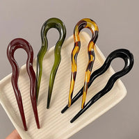 U-Shaped Hair Fork Fashion Tortoiseshell Acetate Acrylic Hairpin Geometric Design Headwear Hair Sticks Women Girls