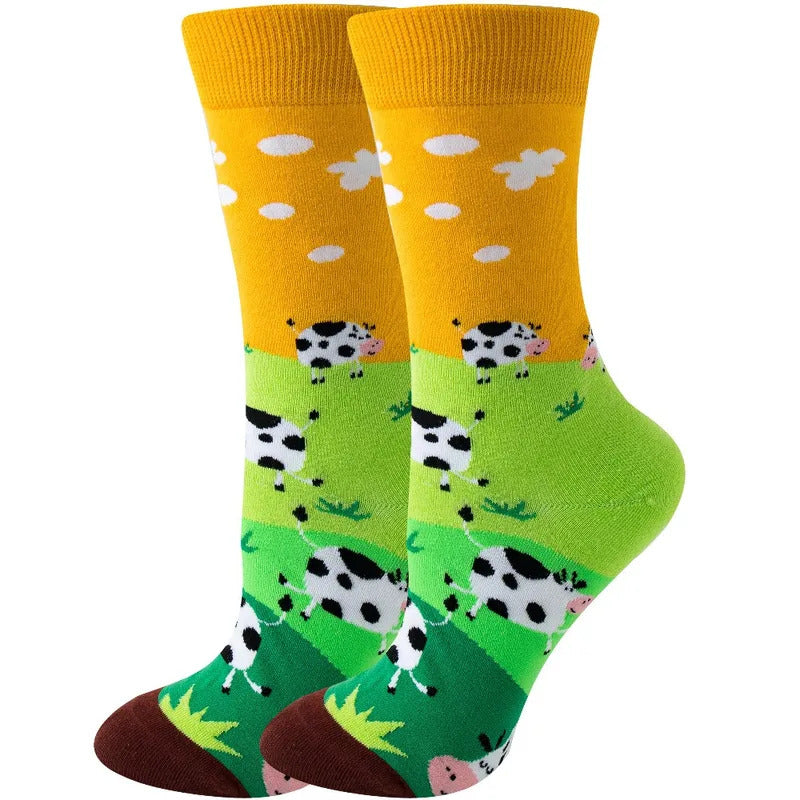 New Fashion Colorful Funny Happy Casual Women Socks Dress Harajuku Cute Animal Cartoon Men's Socks