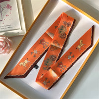 2022 Luxury Silk Scarf Slim Hair Accessories Fashion Bag Handle Ribbon Ladies Horse Print Headband Belt Ladies Fall New 60SKU