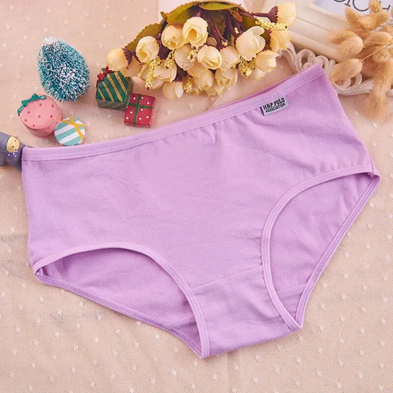 7Pcs/Lot Women's Panties Cotton Plus Size Underwear Girls Briefs Breathable Solid Color Panty Underpant Female Lingerie M-4XL