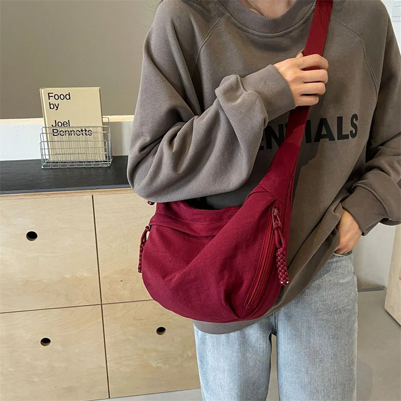 Nylon Fabric Shoulder Bag New High Capacity Women's Crossbody Messenger Bag Leisure Versatile Shoulder Hobos Bag