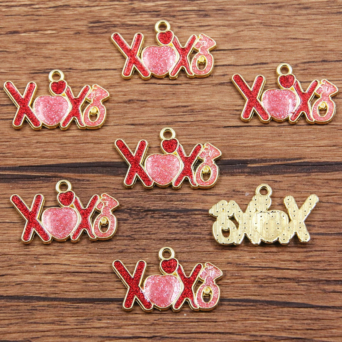 10Pcs 21 Style Mix Size Alloy Metal Drop Oil Valentine's Day Charm LOVE Heart Pendant For Enamel DIY Bracelet Jewelry Making