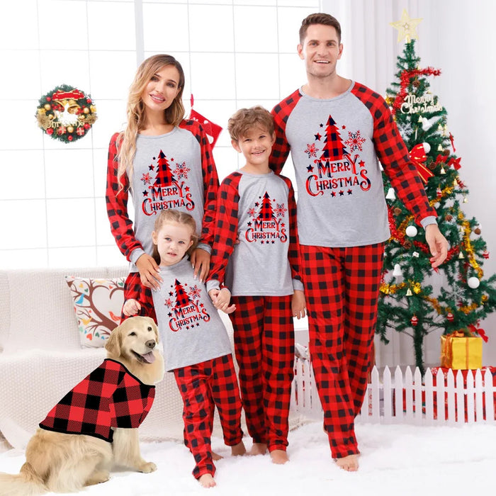 Christmas Pajamas for Couple/family Santa Tree Plaid Print Sleepwear Women Men Kids Matching Clothes Soft Loose Homewear Costume