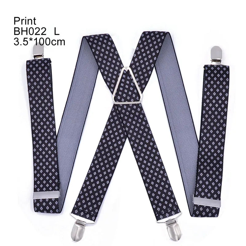 Heavy Duty Big Suspenders for Men Adjustable Elastic X Back Pants Women Suspender for Trousers Braces Straps  clips letter black