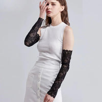 Summer Lace Long Sleeves Anti-Sunburn Arm Cover Women Cuff Hollow Embroidery Hand Sleeves Anti-UV Driving Arm Sleeve Fingerless