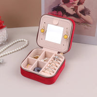 Velvet Jewelry Box For Women Geometric Sqaure Jewelry Storage Case Necklace Ring Earrings Travel Portable Zipper Boxes