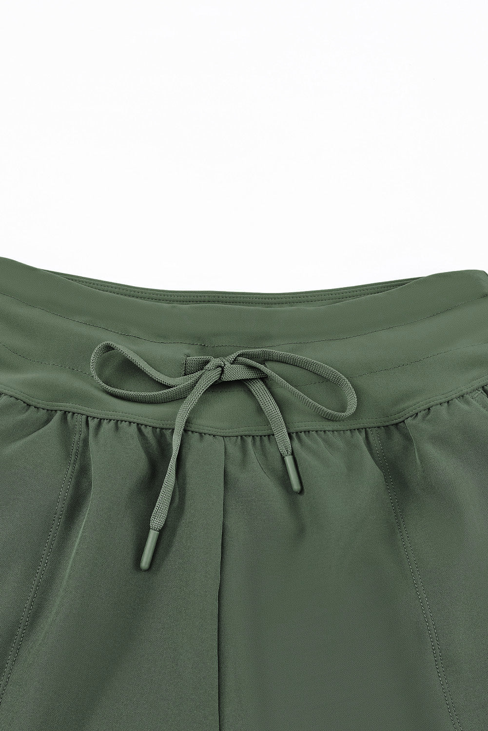 Green Solid Pocketed Drawstring High Waist Swim Bottom