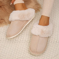 Closed Toe Warm Cotton Slippers Women Faux Fur Thicken Plush Winter Home Shoes Woman Lightweight Casual Indoor Slides Female