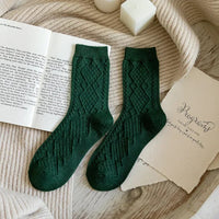 Winter Cashmere Wool Woman Socks Solid Japanese Style Harajuku Retro Long Socks Women Girls Thermal Vintage Streetwear Crew Sock