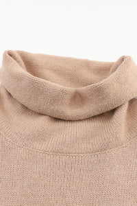 Clay Red Color Block Turtle Neck Drop Shoulder Knit Sweater