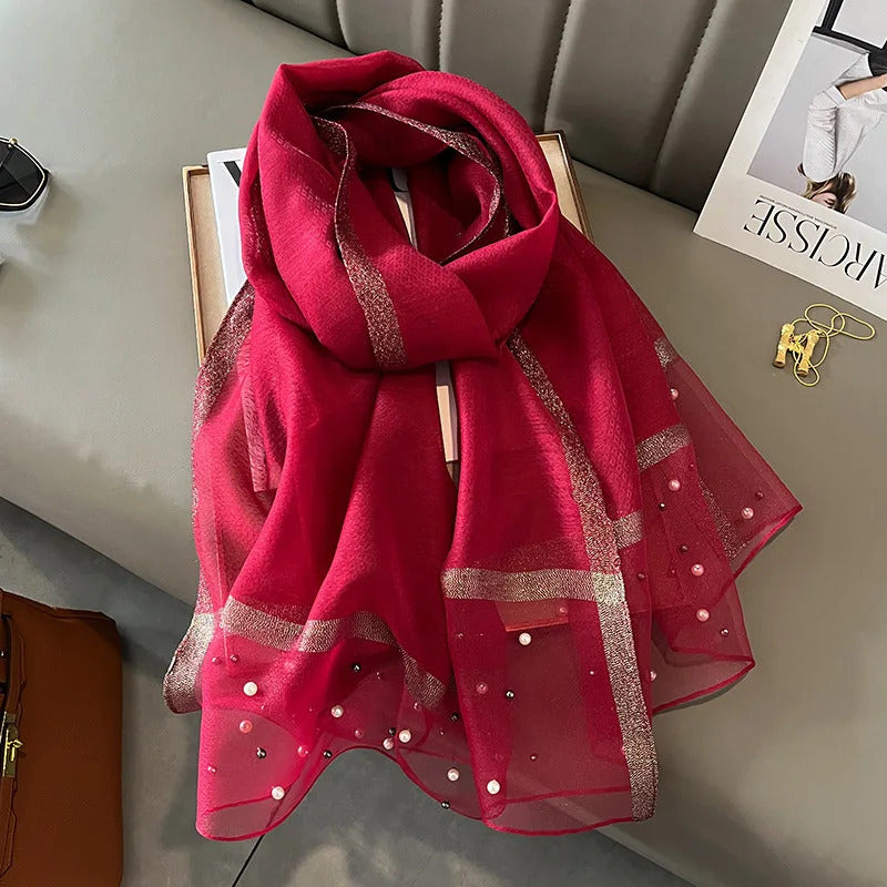 2024 Luxury Brand Women Fashion Scarf Plain Solid Silk Linen Shawls Scarves Summer Lady Bandanas Foulard Hijab