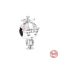 Europe 925 Silver Family Charm Fit Original Bracelet Jewelry Pendant Boy Girl Sparkling Mom Bead Sisters Pandora Dangle Plated